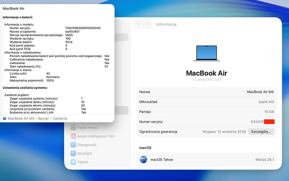 Apple MacBook Air M4 13,6" 16GB/512/Srebrny Idealny! Gwarancja! FV23%