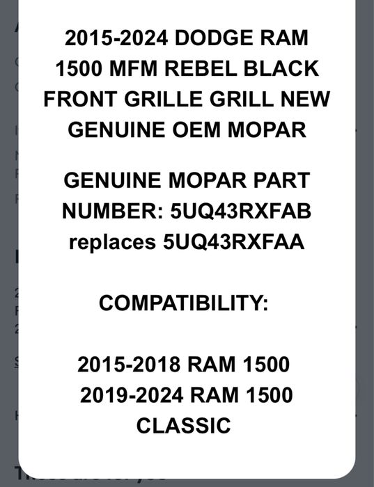 Решітка ram1500 warlock 2014-2025 ds