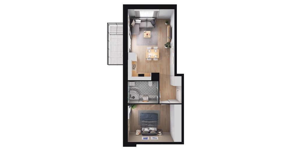 2-pokojowe mieszkanie 43 m² + balkon - Widok 4