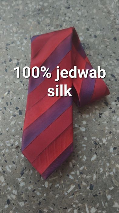 krawat jedwabny 100% jedwab silk paski pasy bezner made in italy