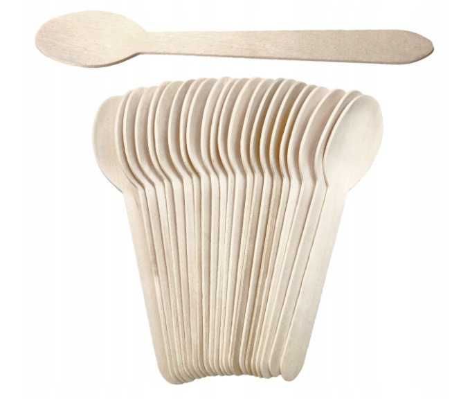 Łyżki drewniane jednorazowe EKO sztućce 100sztuk