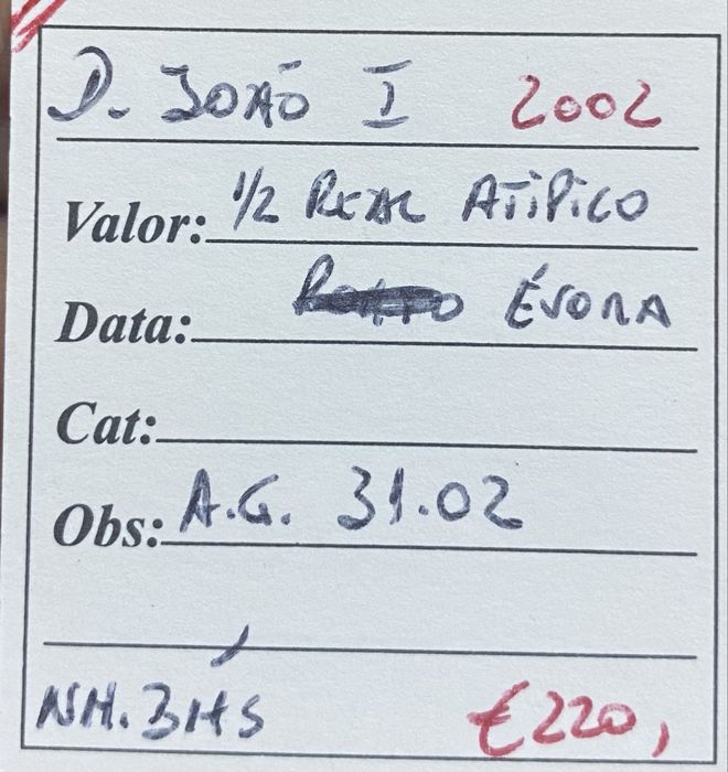 Moeda (2002) D. Joao I - 1/2 Real Atipico Évora