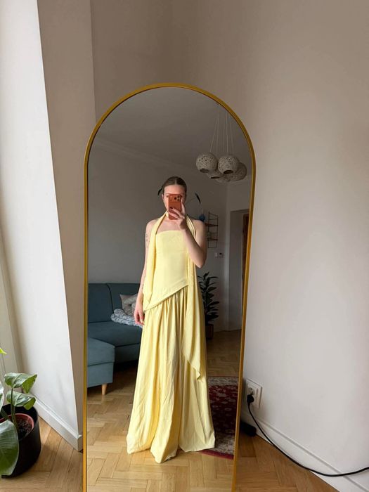 Sukienka maxi butter yellow z szalem babyboo