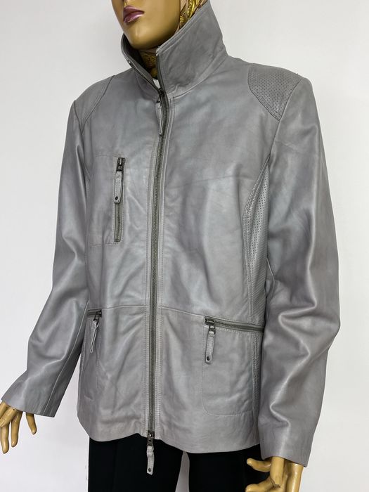 шкіряна куртка XL XXL піджак сіра демісезон жакет косуха Cabrini батал