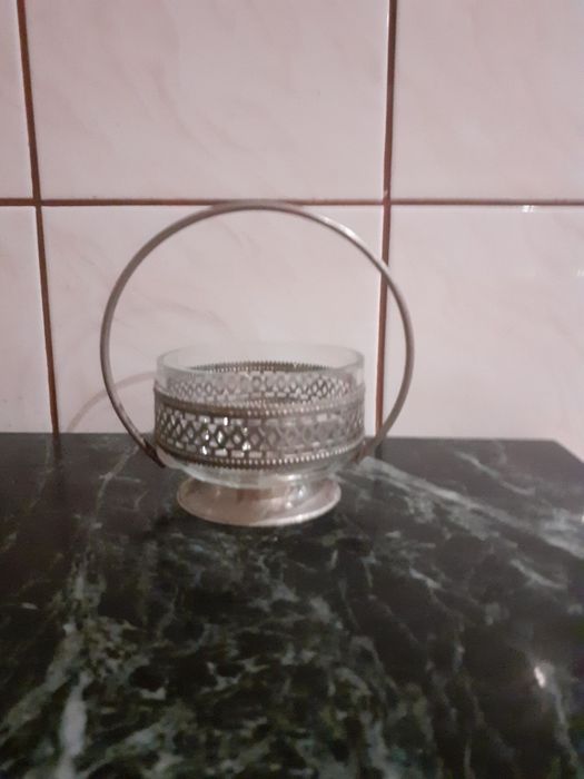 Metalowa cukiernica PRL