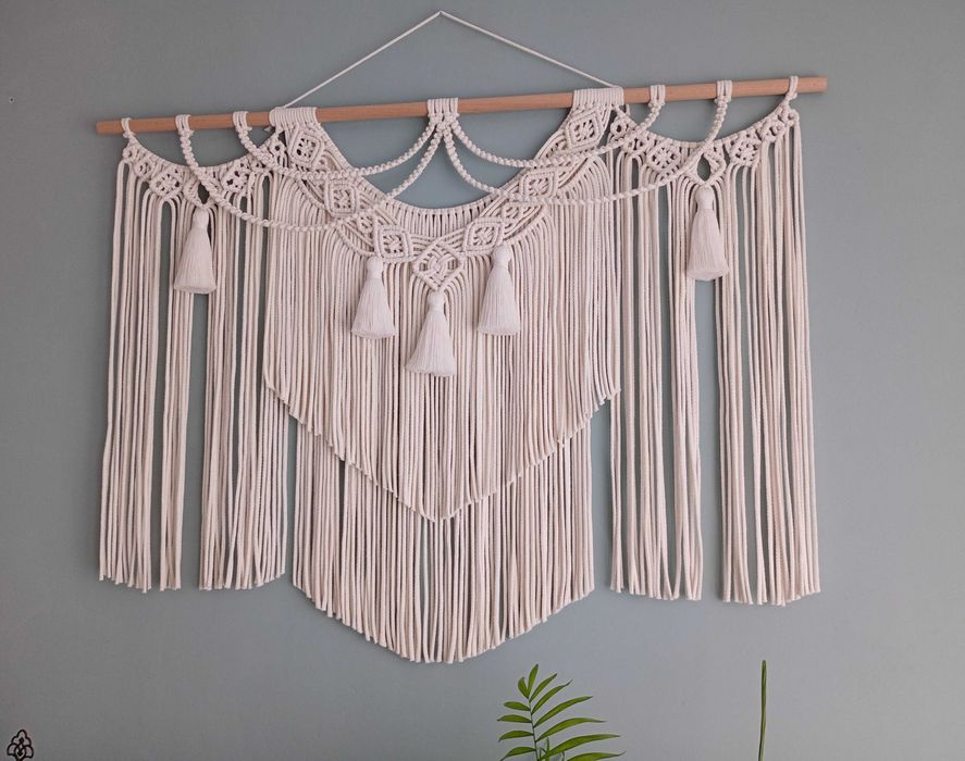 Makrama duża XXL ecru jasny beż Boho dekoracja