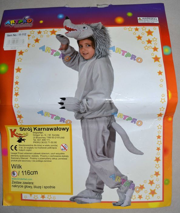 Wilk Wilkołak  strój przebranie   5/6 Lat_110/116 cm