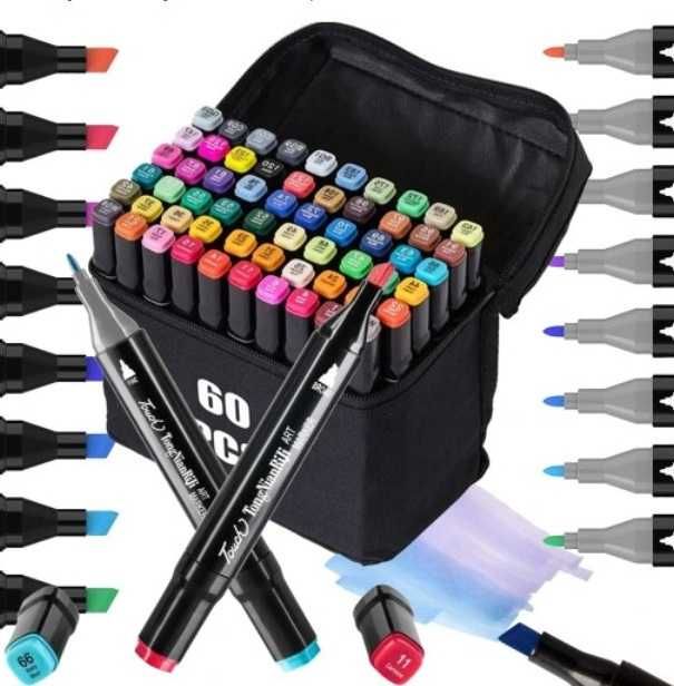 Markery alkoholowe zestaw 60 sztuk dwustronne flamastry pisaki 2#