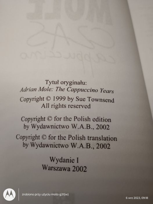 Czas cappuccino. Adrian Mole.