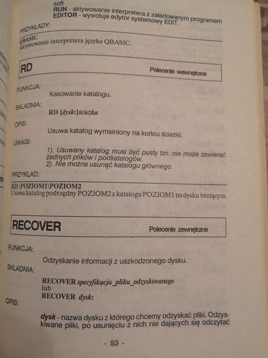 Polecenia systemu operacyjnego MS DOS wersja 5.00