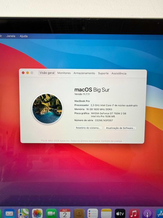 MacBook Pro Retina 15" Late 2013 i7 2.3GHz 16GB NVIDIA + Carregador + Mala