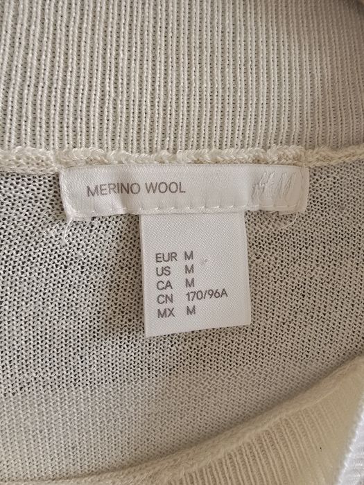 Sweter merino wełniany H&M r.M kremowy półgolf