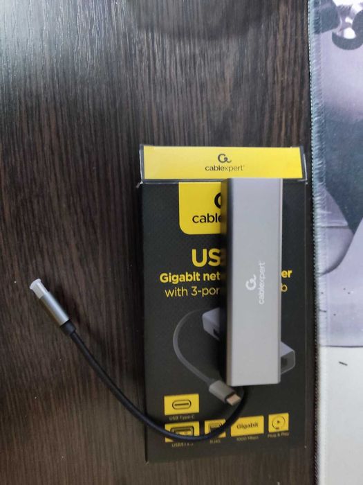 USB-хаб USB-C 3×USB 3.1 + Gigabit LAN RJ45 Cablexpert A-CMU3-LAN-01