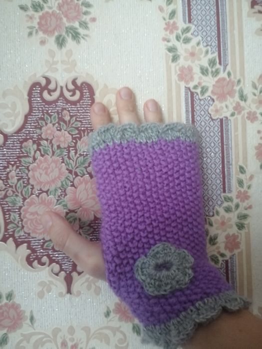 Mitenki ocieplacze hand made lawendowe
