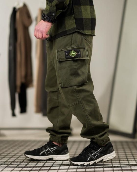 Зимові штани джогери stone oliva чоловічі олива міські стон штани