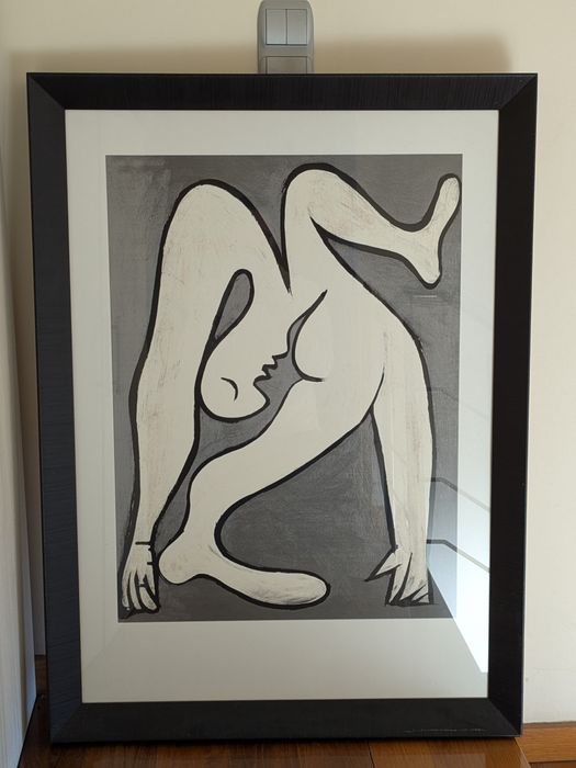 Par de Quadros Pablo Picasso - Série "Acrobatas" - Moldura Preta