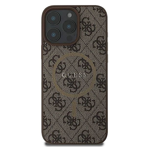 Etui Guess 4G Ring Classic Logo MagSafe na iPhone 16 Pro - brązowe
