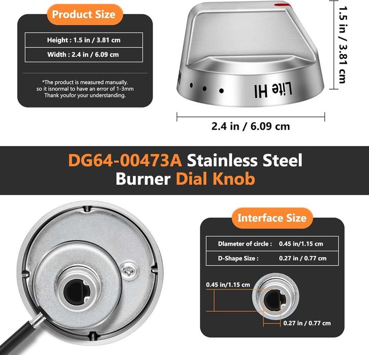 Ручки керування пальником, конфоркою, духовкою, газовою плитою Samsung