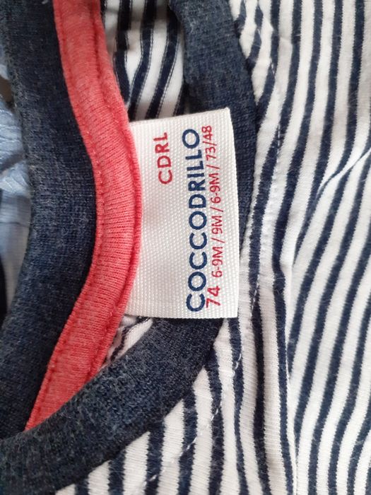COCCODRILLO piękne śliczne body dziecięce rozmiar 74 w paski niebieski