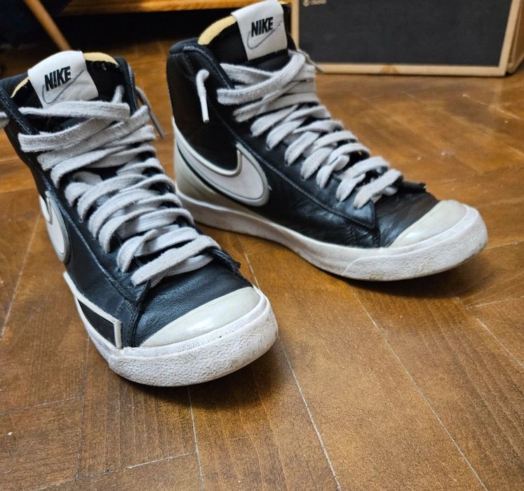 Nike Blazer Mid '77 infiniti black leather shoes vintage rare
