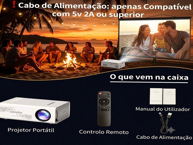 Projetor Portátil para Casa, Escritório e Festa — Smartphone e Tablet