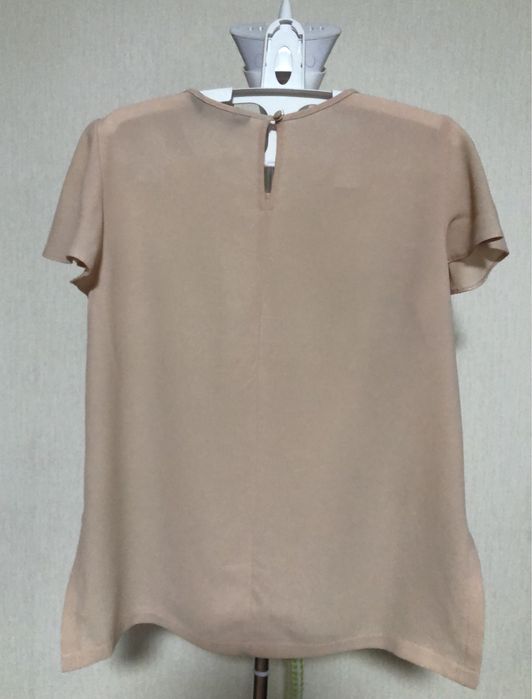 Шифонова блуза кофта топ з коротким рукавом пудрова рожева