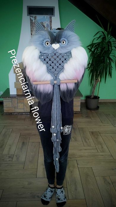 Sowa z makramy puchata kolory dowolne