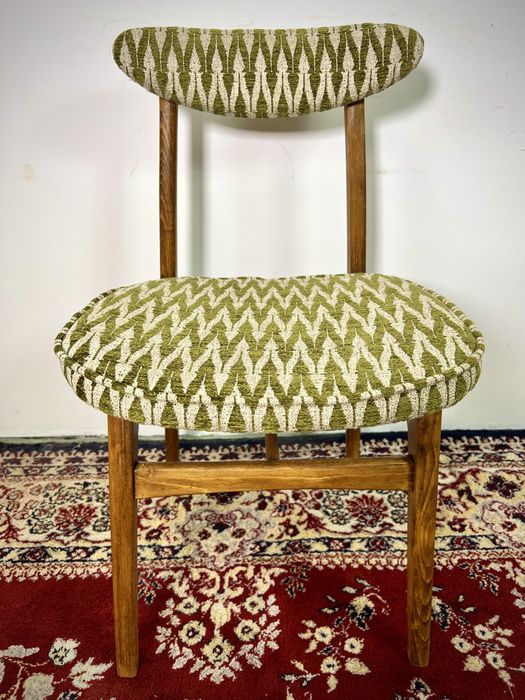 Krzesło PRL R T Hałas 200-190 grzybek z kpl. Violetta vintage buk mat