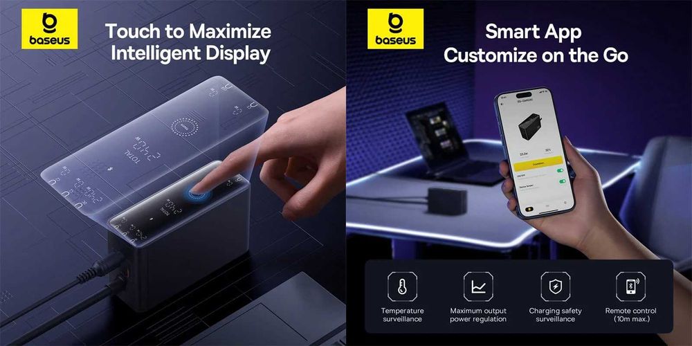 Зарядний пристрій BASEUS 240W Digital GaN Intelligent Desktop Charger