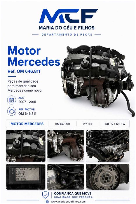 Motor Mercedes W204 Re OM 646.811 190mil kms