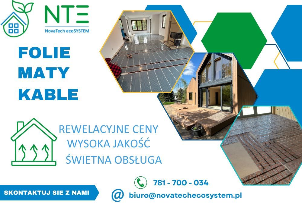 Ogrzewanie na podczerwień, Folie Maty grzewcze, z montażem:) BRUTTO!