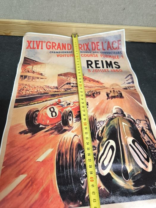 Poster decorativo novo com estética retro, perfeito para amantes de Formula 1 e clássicos. Réplica fiel do cartaz do Gr