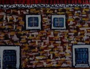 Lote de 8 Casas Típicas de Portugal em acrílico sobre tela