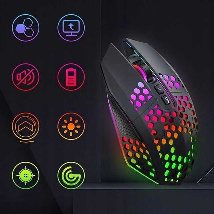 MYSZKA bezprzewodowa mysz 2.4 GHz gamingowa dla graczy LED RGB 2,4