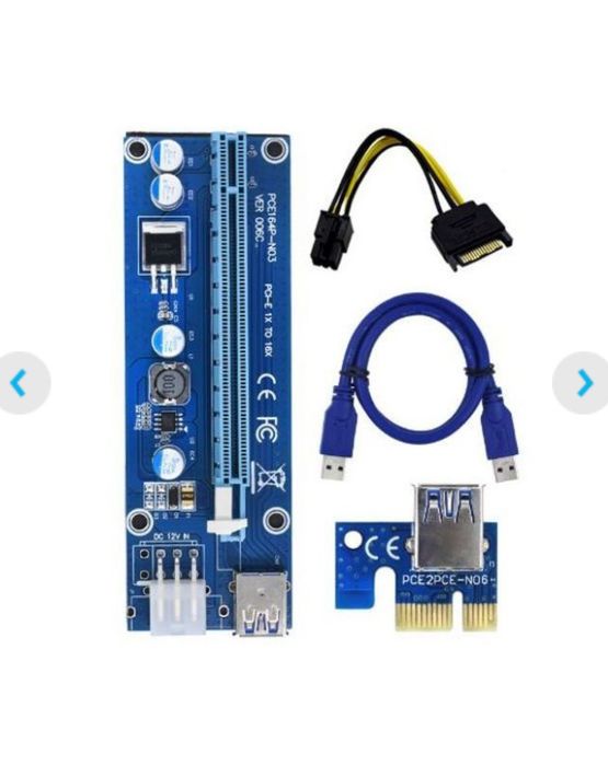 Райзер PCI-E x1 to 16x 60cm USB 3.0 Cable SATA to 6Pin