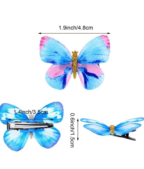 18 sztuk brokatowych spinek do włosów z motylami