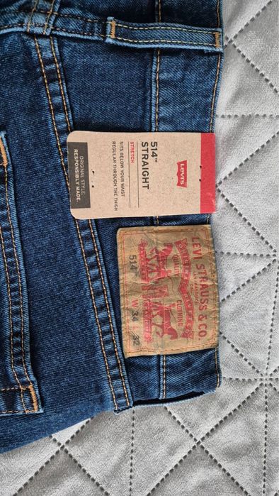 Dżinsy jeansy damskie Levis 514 W34 L32 granatowe