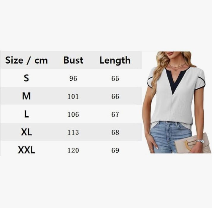 Elegancka bluzka damska,krótki rękaw, biała, rozm. L LEKOPUR