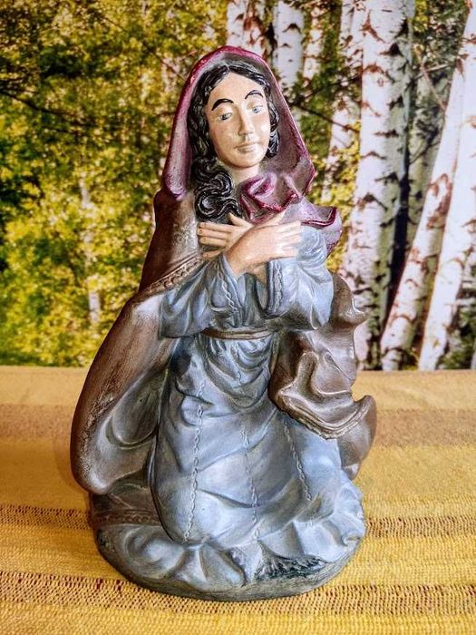 Presépio artesanal figuras em gesso pintado à mão