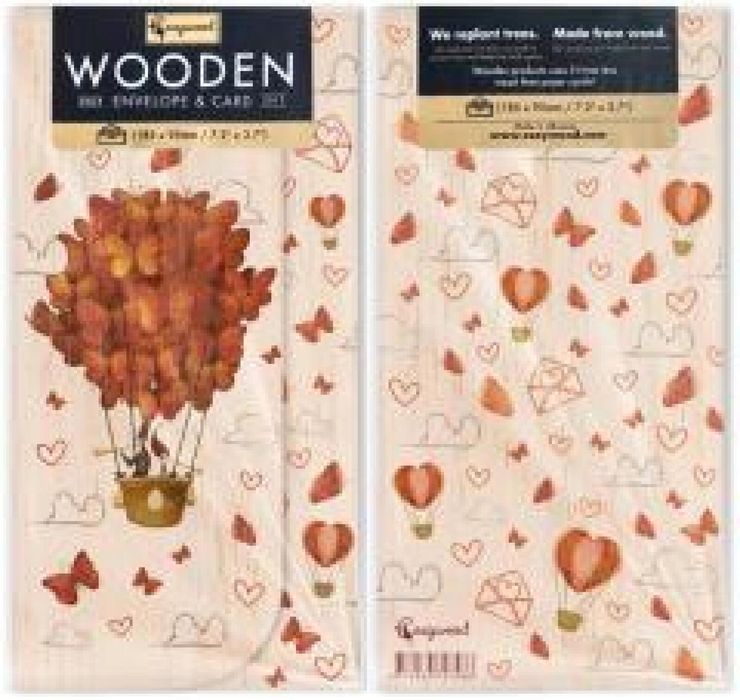Koperta upominkowa drewniana Ślub balon motyle Cozywood oprawa: folia