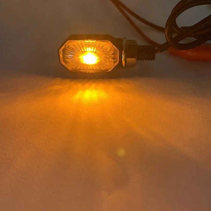 Par piscas LED octagonais rosca pequenos moto cafe racer