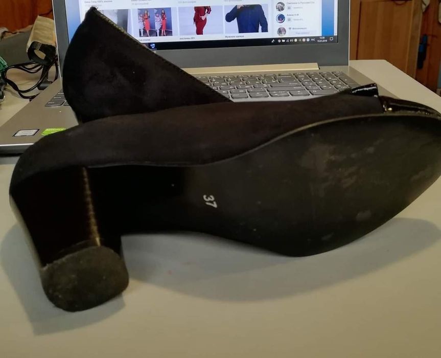 Туфли кожа б/у с лакированым носком