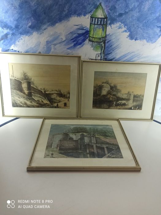 Zestaw obrazków – Aleksander Schaepkens – pejzaże z fortyfikacjami