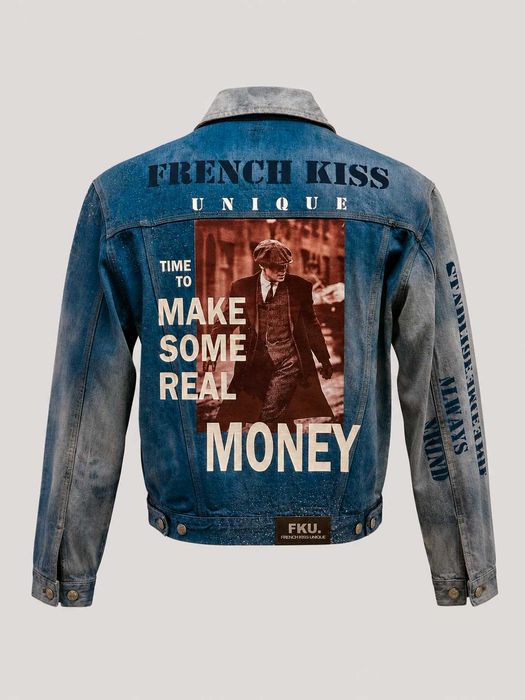 Casaco Exclusivo Upcycled – Peça Única (1 of 1) – Casaco Personalizado FKU “Make Some Real Money”