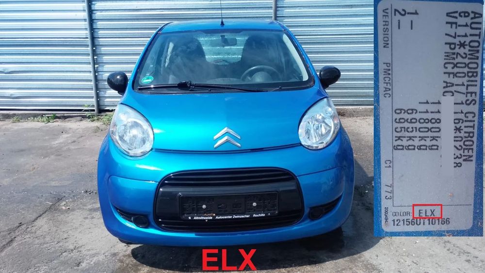 Tylko części CITROEN C1 PHII 1.0 12V 1KR-B52 68KM 50kW 3D 08r–12r lakier ELX