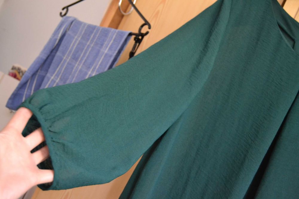 Zielona sukienka mgiełka luźna suwak z tyłu  ~ L 40