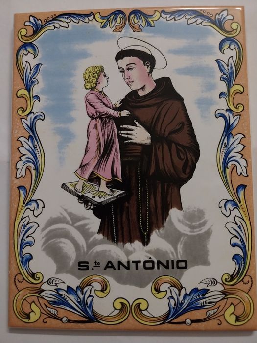 Azulejos raros 20x15 coloridos Santo António (2 exemplares)