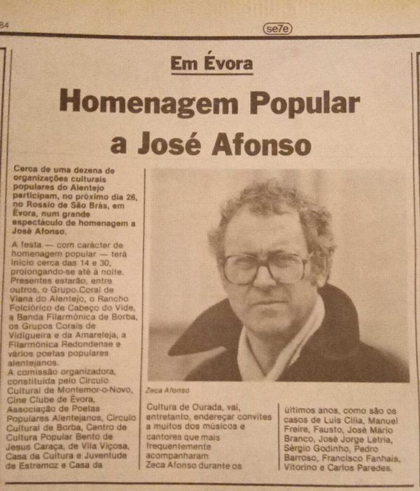 José Afonso	- - -		Se7e - nr. 311	- - - - -	Jornal