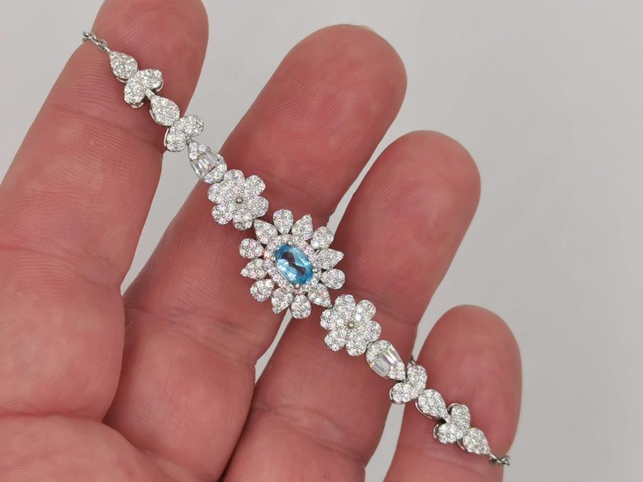 bransoletka srebro 925 topaz cyrkonie 5,65 g certyfikat