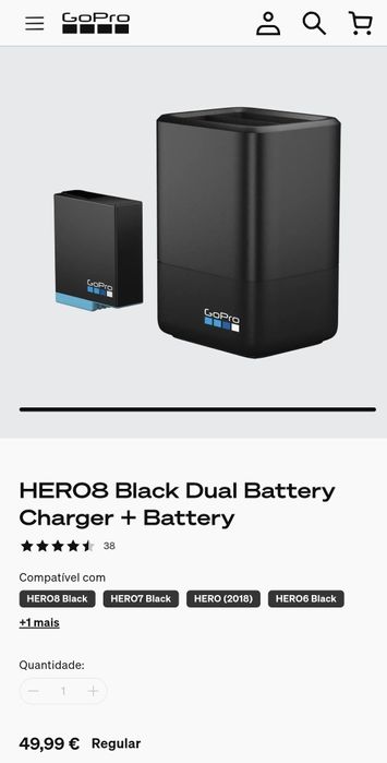 Carregador GoPro 8 + 2 Baterias